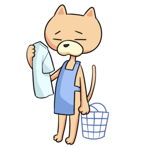 洗濯物をする猫